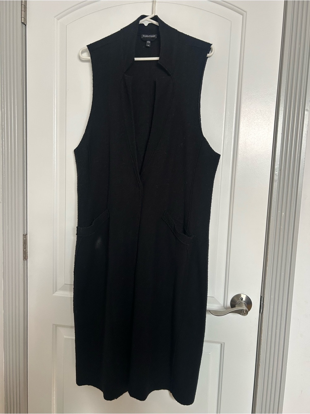 Eileen Fisher Lightweight Boiled 100% Wool Shawl Collar Vest Size L Laggenlook - Picture 2 of 14